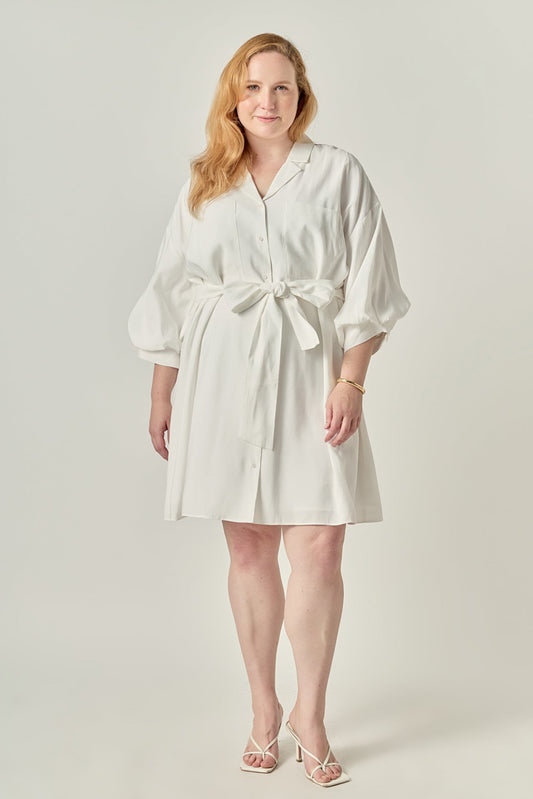 Endless Rose Best Price | Blouson Sleeve Belted Shirt Dress