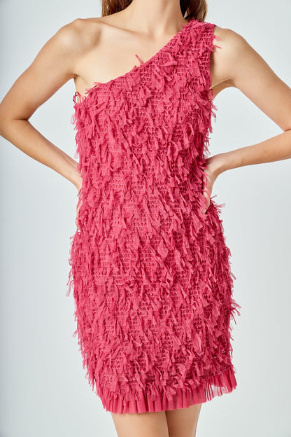 Endless Rose Latest | Mesh Trimmed One Shoulder Mini Dress
