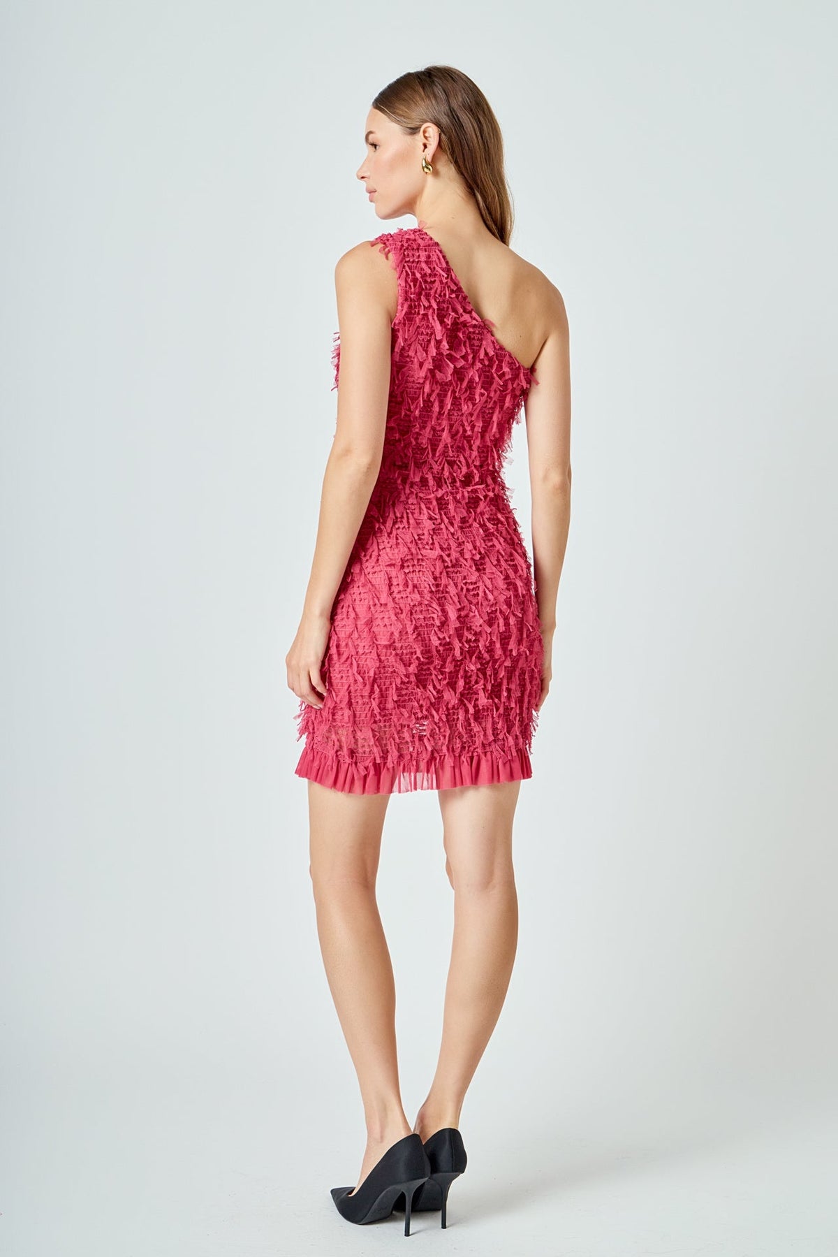 Endless Rose Latest | Mesh Trimmed One Shoulder Mini Dress