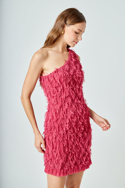 Endless Rose Latest | Mesh Trimmed One Shoulder Mini Dress