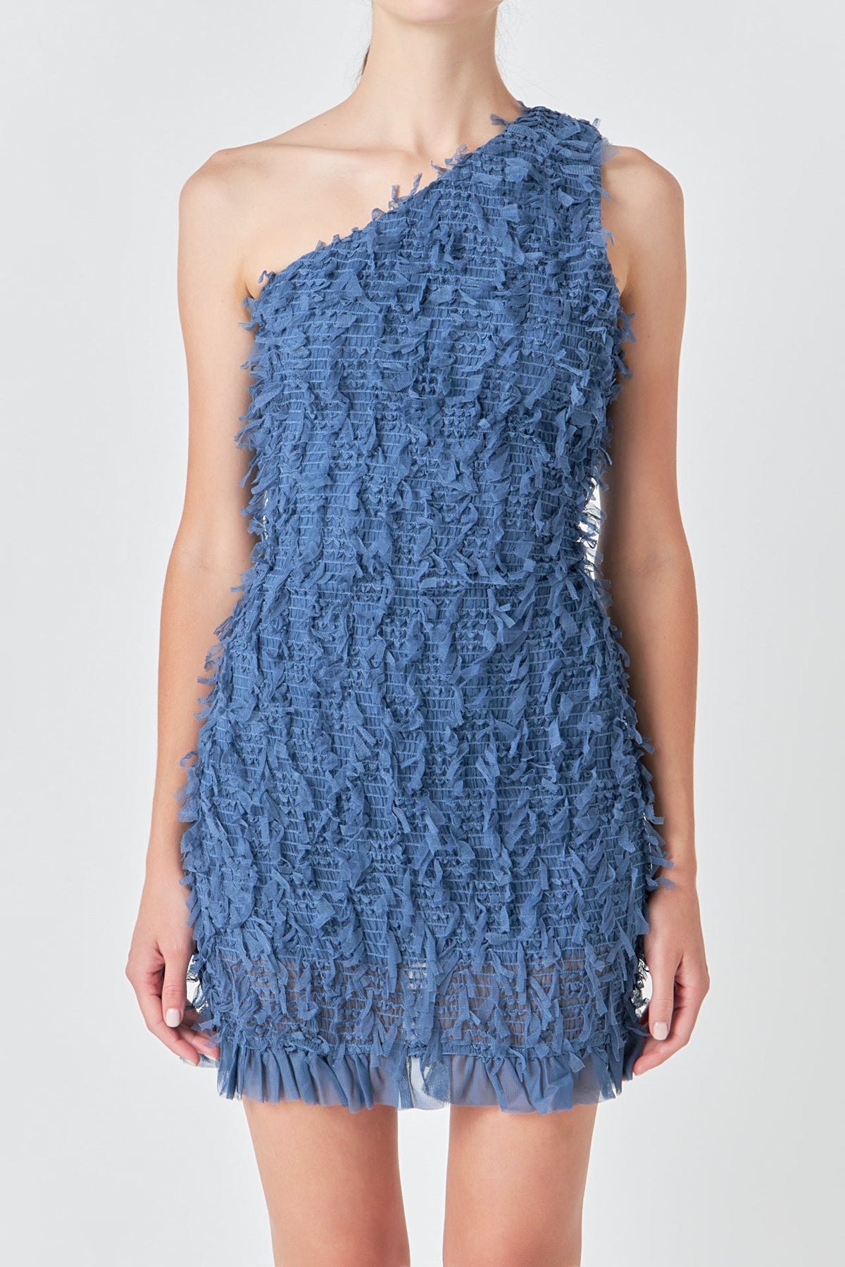 Endless Rose Latest | Mesh Trimmed One Shoulder Mini Dress