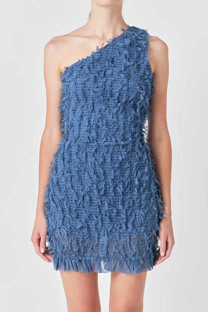 Endless Rose Latest | Mesh Trimmed One Shoulder Mini Dress