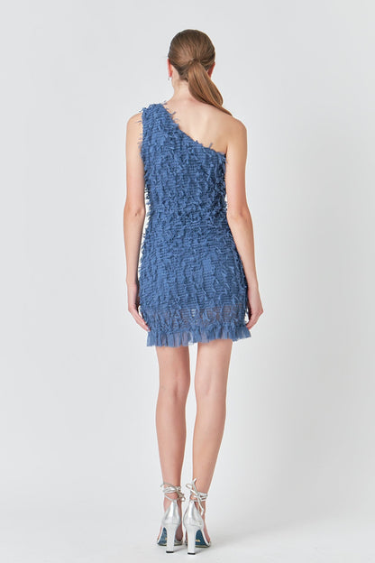 Endless Rose Latest | Mesh Trimmed One Shoulder Mini Dress