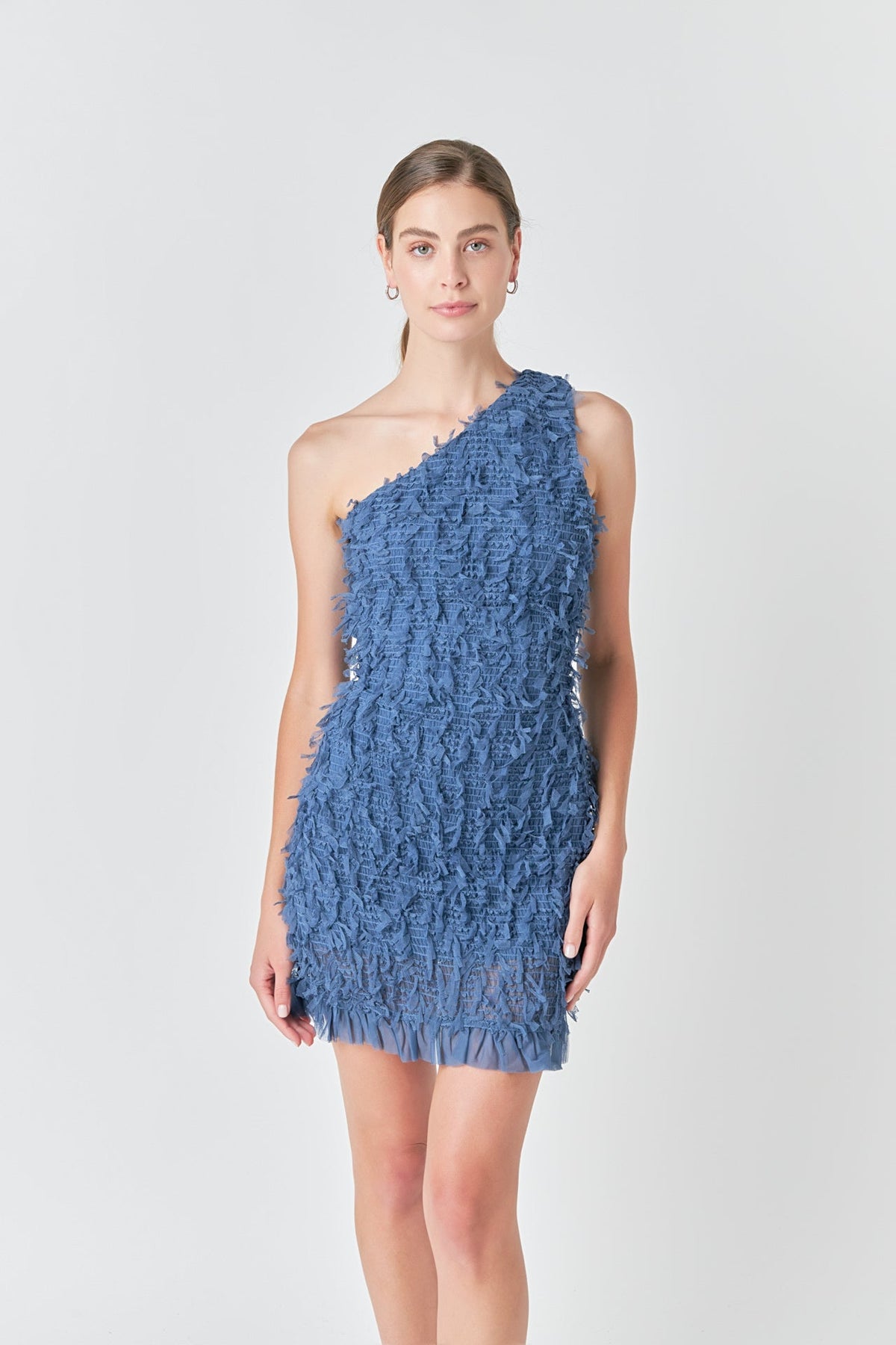Endless Rose Latest | Mesh Trimmed One Shoulder Mini Dress
