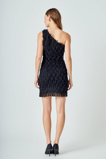 Endless Rose Latest | Mesh Trimmed One Shoulder Mini Dress