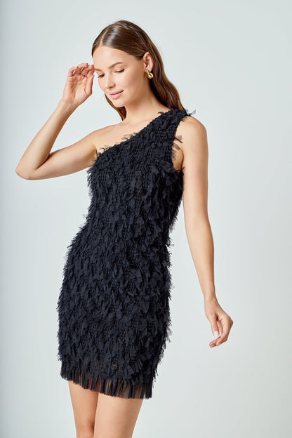 Endless Rose Latest | Mesh Trimmed One Shoulder Mini Dress