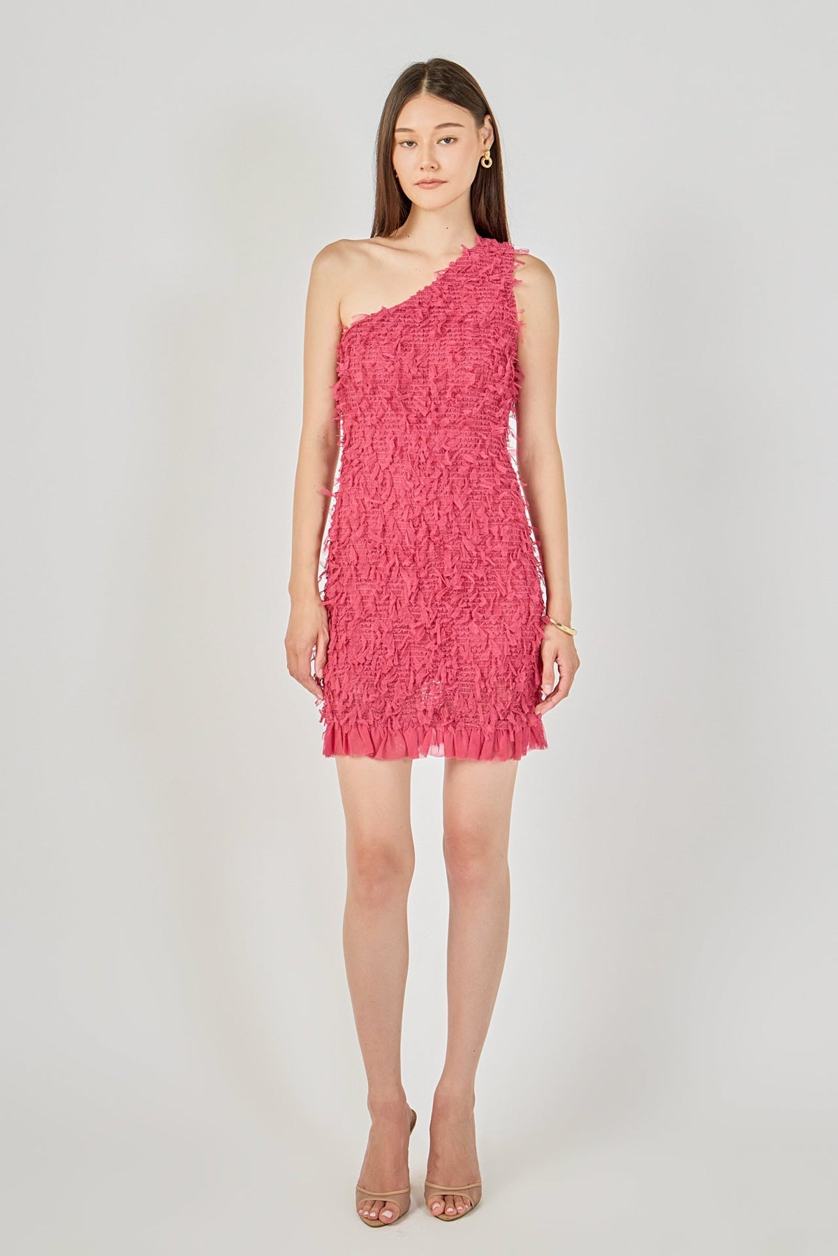 Endless Rose Latest | Mesh Trimmed One Shoulder Mini Dress