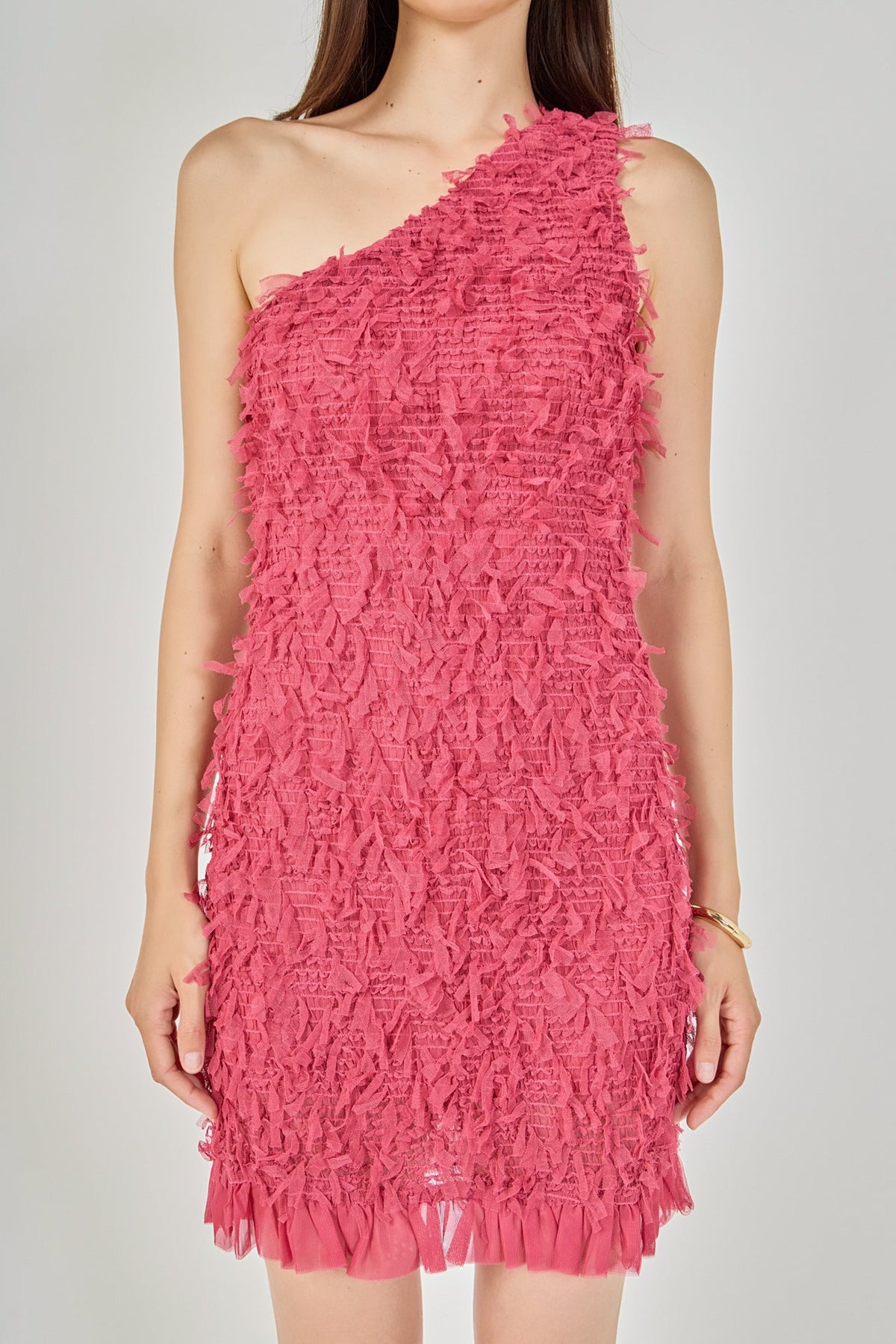 Endless Rose Latest | Mesh Trimmed One Shoulder Mini Dress