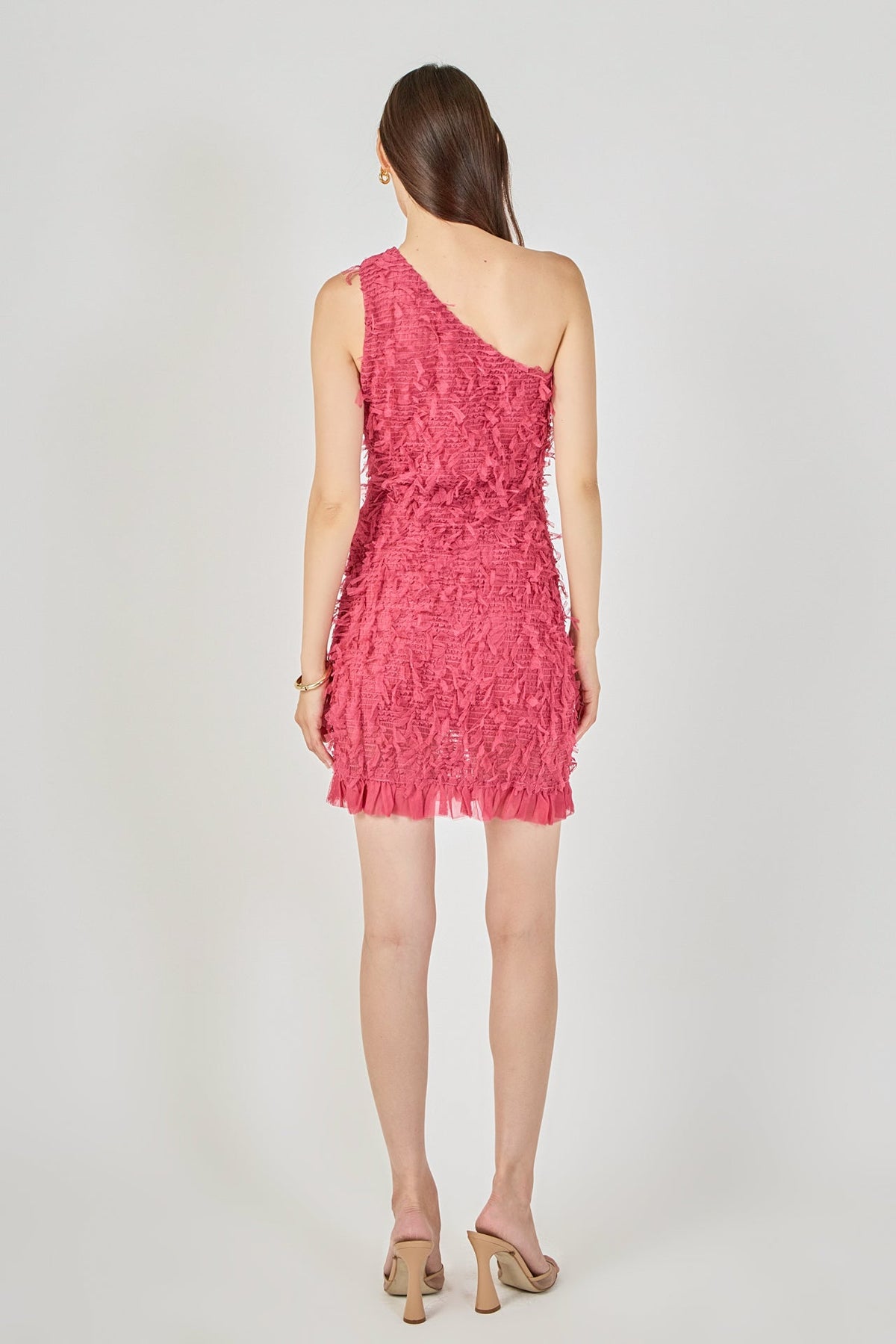 Endless Rose Latest | Mesh Trimmed One Shoulder Mini Dress