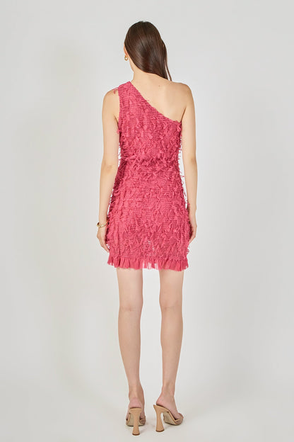 Endless Rose Latest | Mesh Trimmed One Shoulder Mini Dress