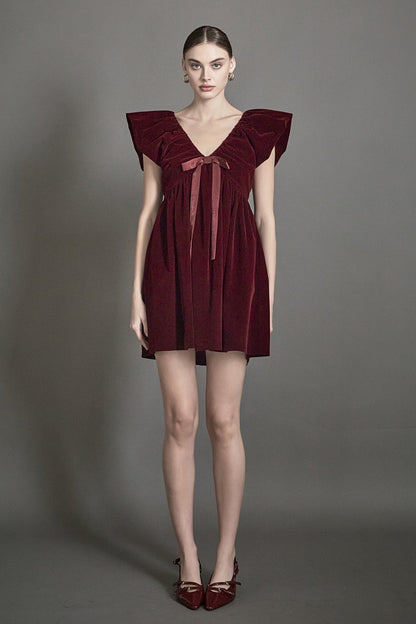 Endless Rose Essential | Velvet Satin Bow Mini Dress | Elegant Party Dress