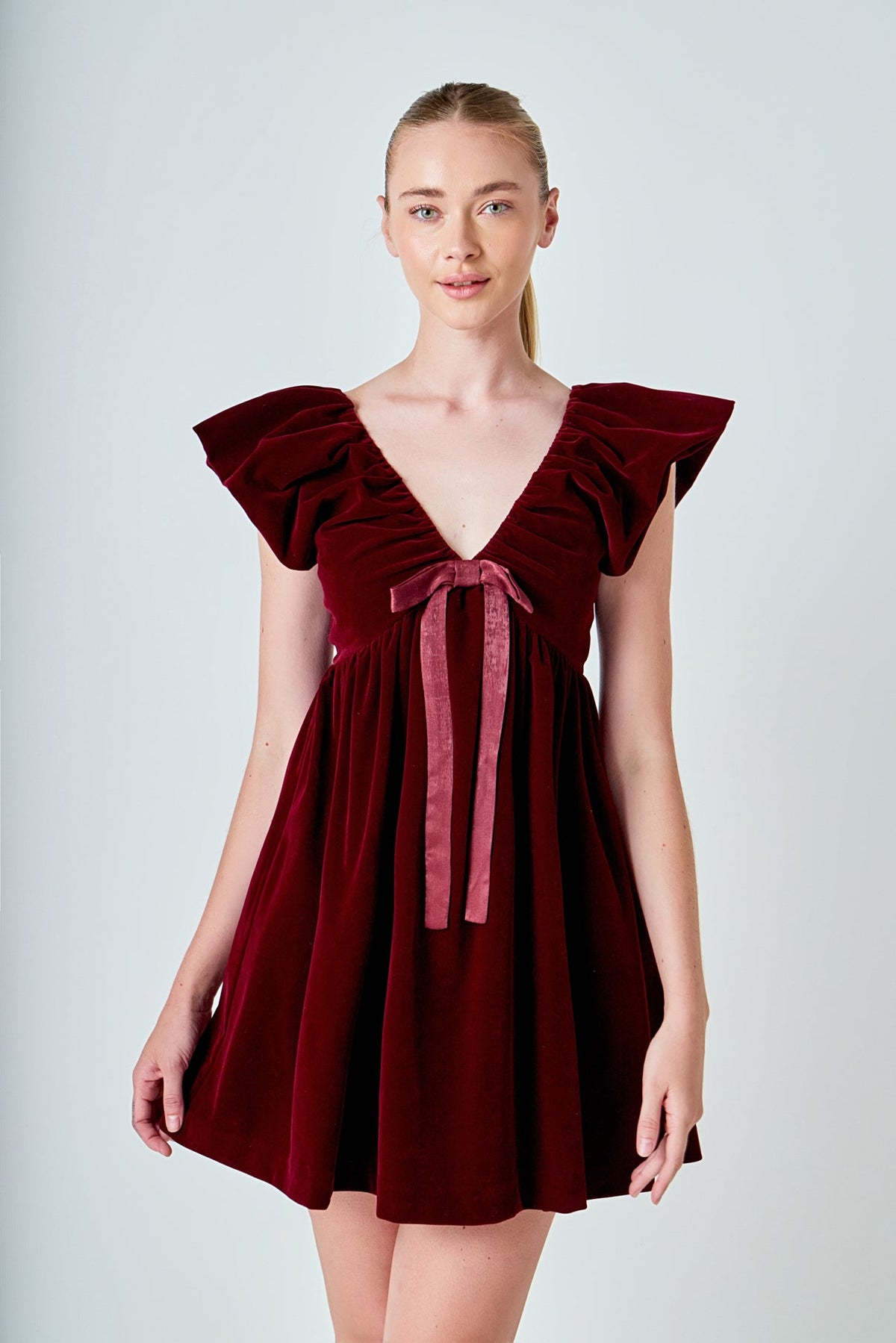 Endless Rose Essential | Velvet Satin Bow Mini Dress | Elegant Party Dress