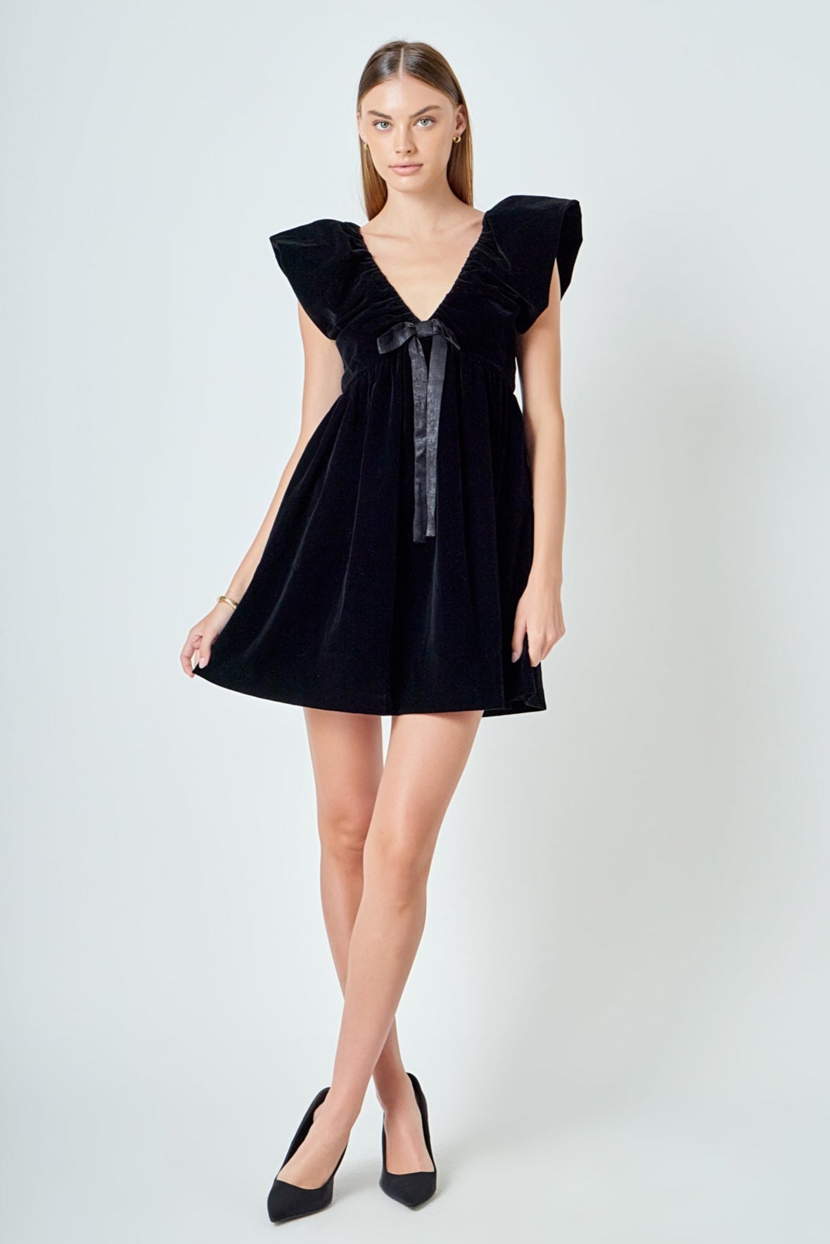 Endless Rose Essential | Velvet Satin Bow Mini Dress | Elegant Party Dress