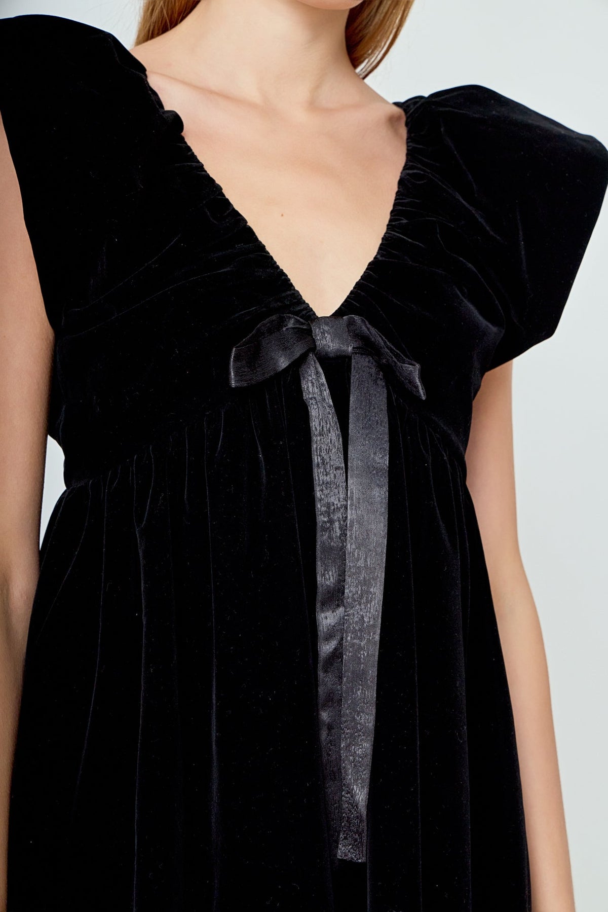 Endless Rose Essential | Velvet Satin Bow Mini Dress | Elegant Party Dress