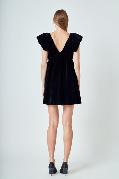 Endless Rose Essential | Velvet Satin Bow Mini Dress | Elegant Party Dress