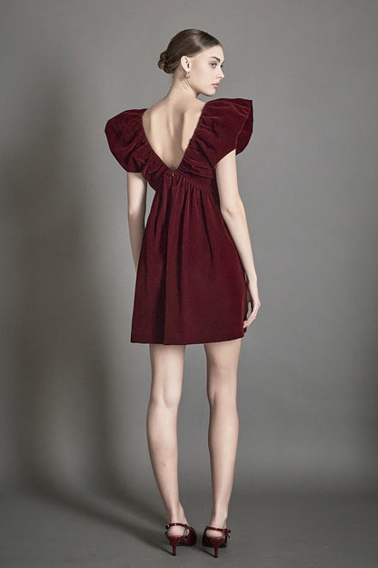 Endless Rose Essential | Velvet Satin Bow Mini Dress | Elegant Party Dress