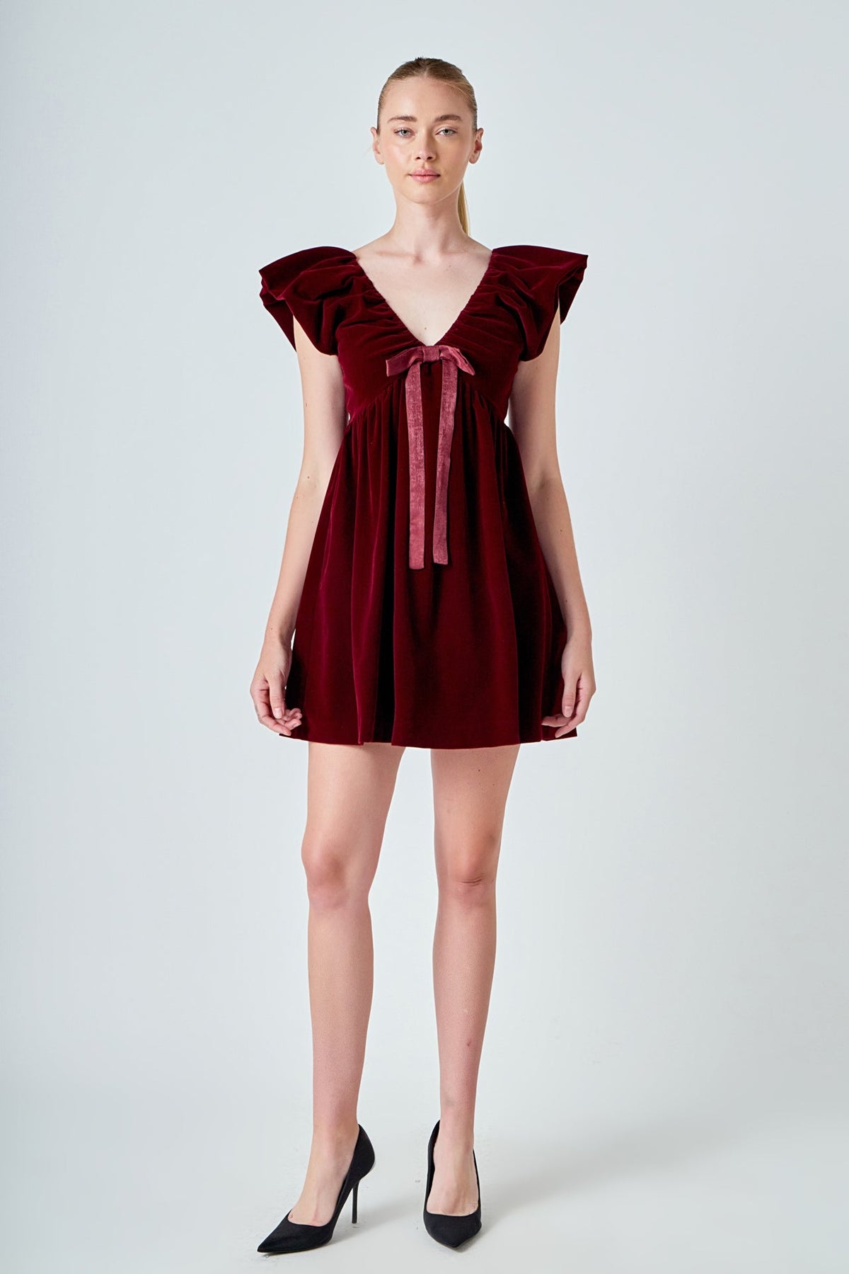 Endless Rose Essential | Velvet Satin Bow Mini Dress | Elegant Party Dress