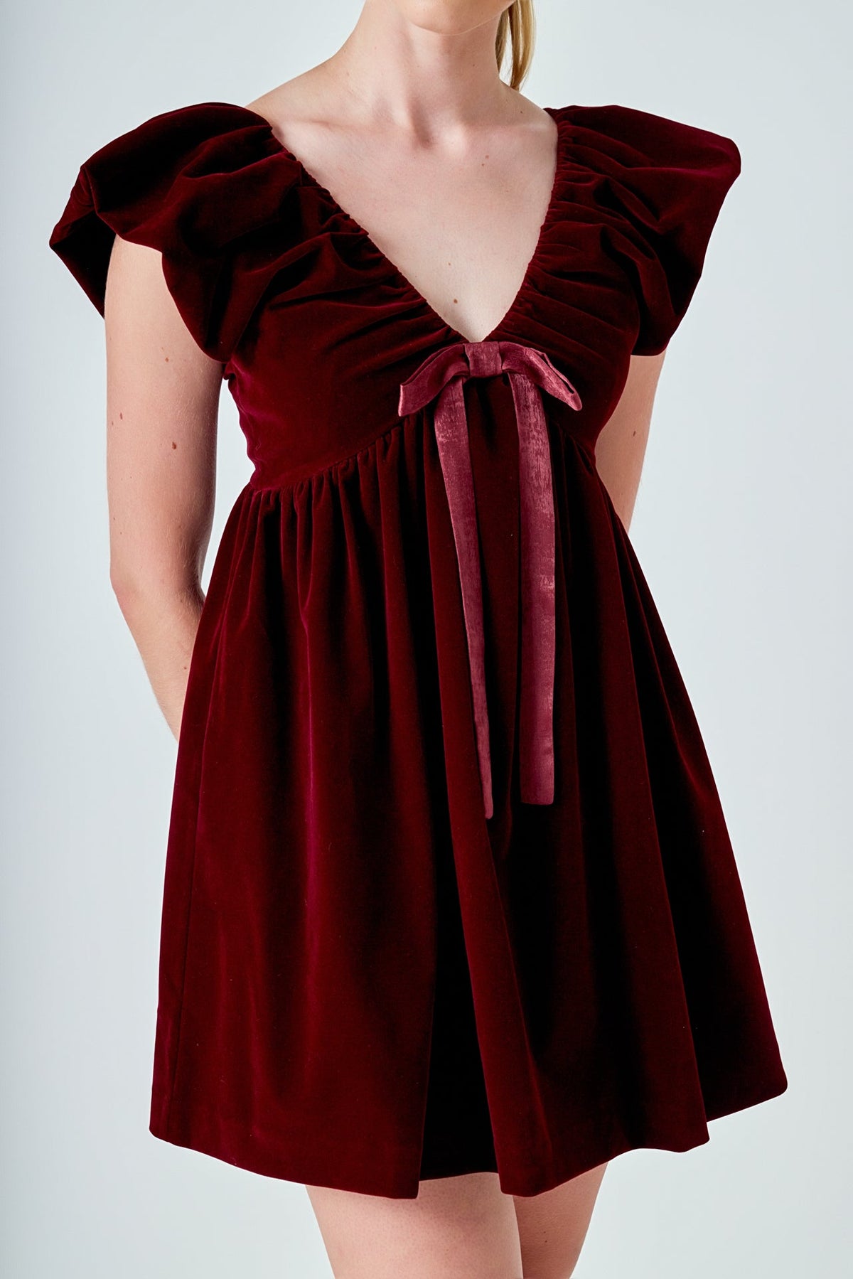 Endless Rose Essential | Velvet Satin Bow Mini Dress | Elegant Party Dress