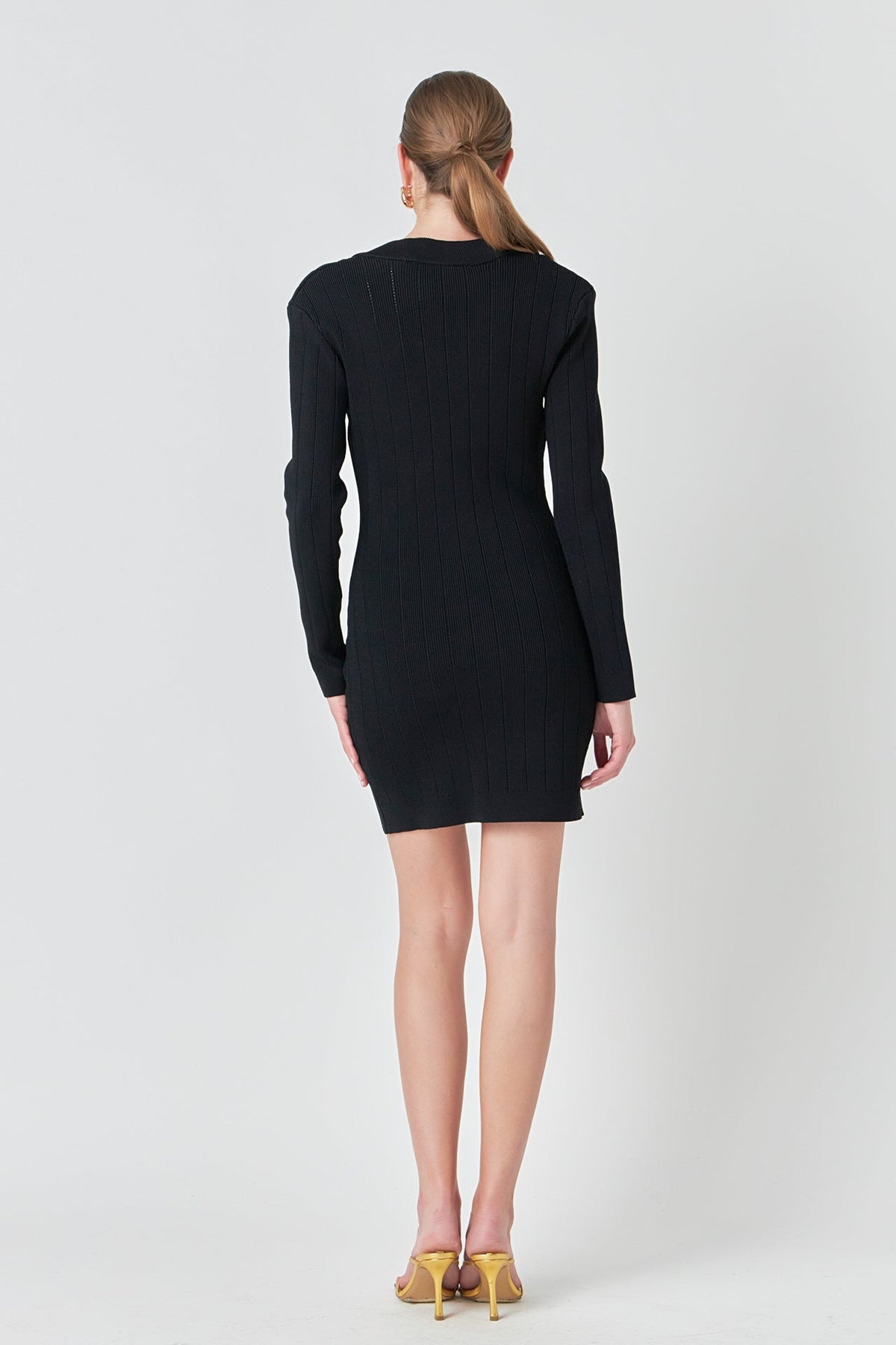 Endless Rose Top Pick | Shank Button V-Neckline Knit Mini Dress