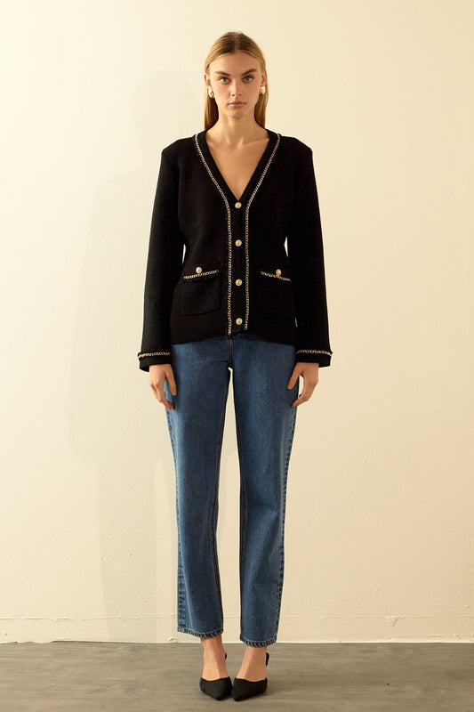 Endless Rose Trusted | Chain Trim Cardigan