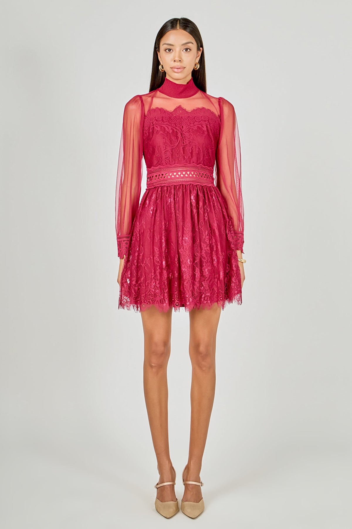Endless Rose Trusted | Long Sleeve Lace Mini Dress