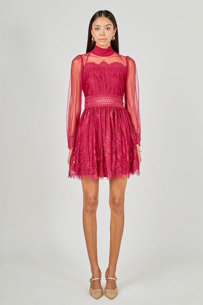 Endless Rose Trusted | Long Sleeve Lace Mini Dress