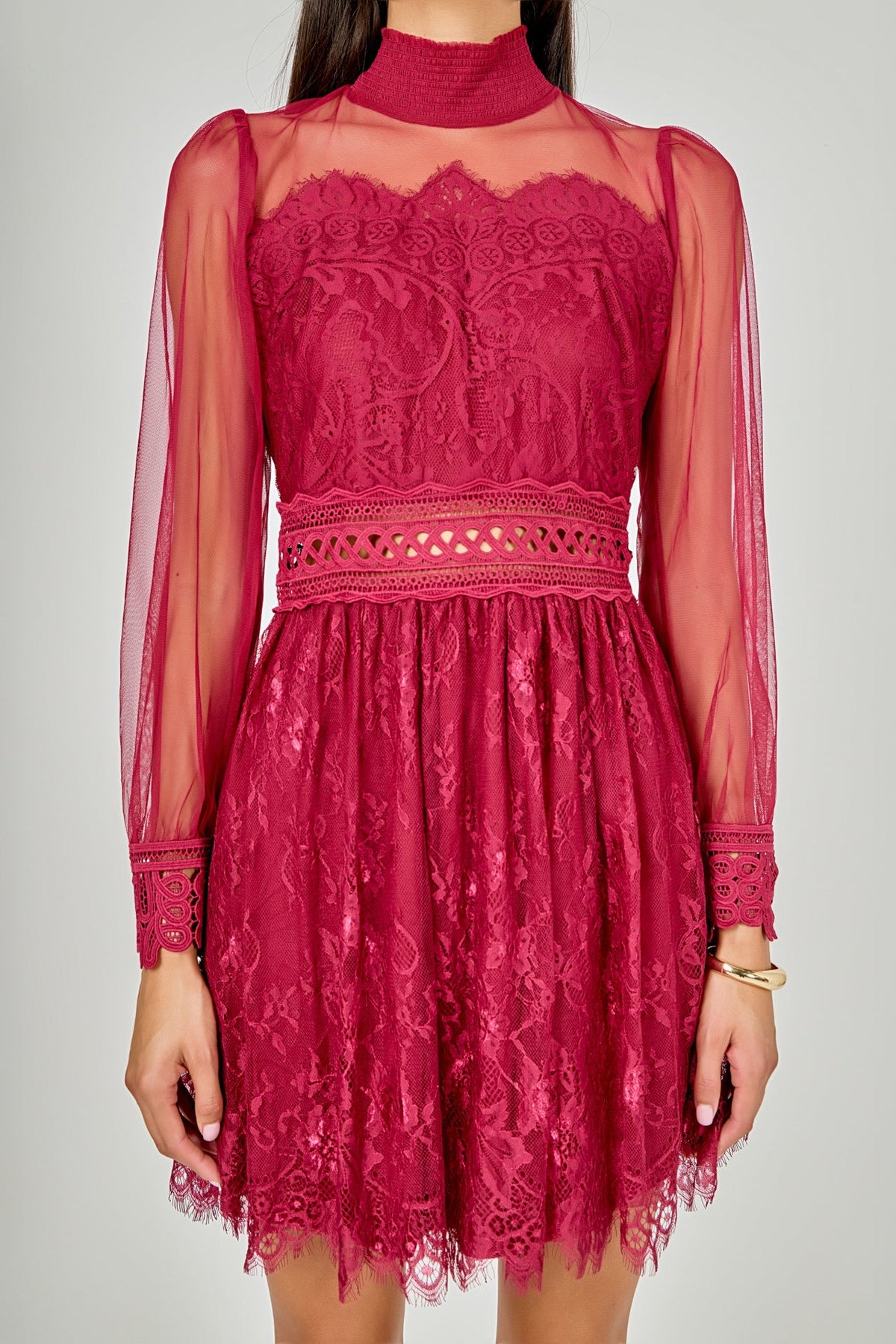 Endless Rose Trusted | Long Sleeve Lace Mini Dress
