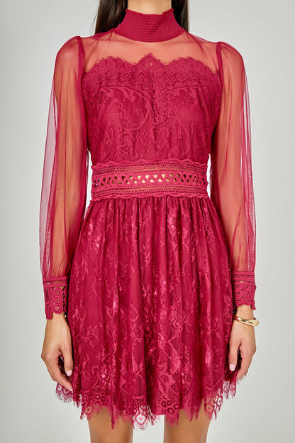 Endless Rose Trusted | Long Sleeve Lace Mini Dress