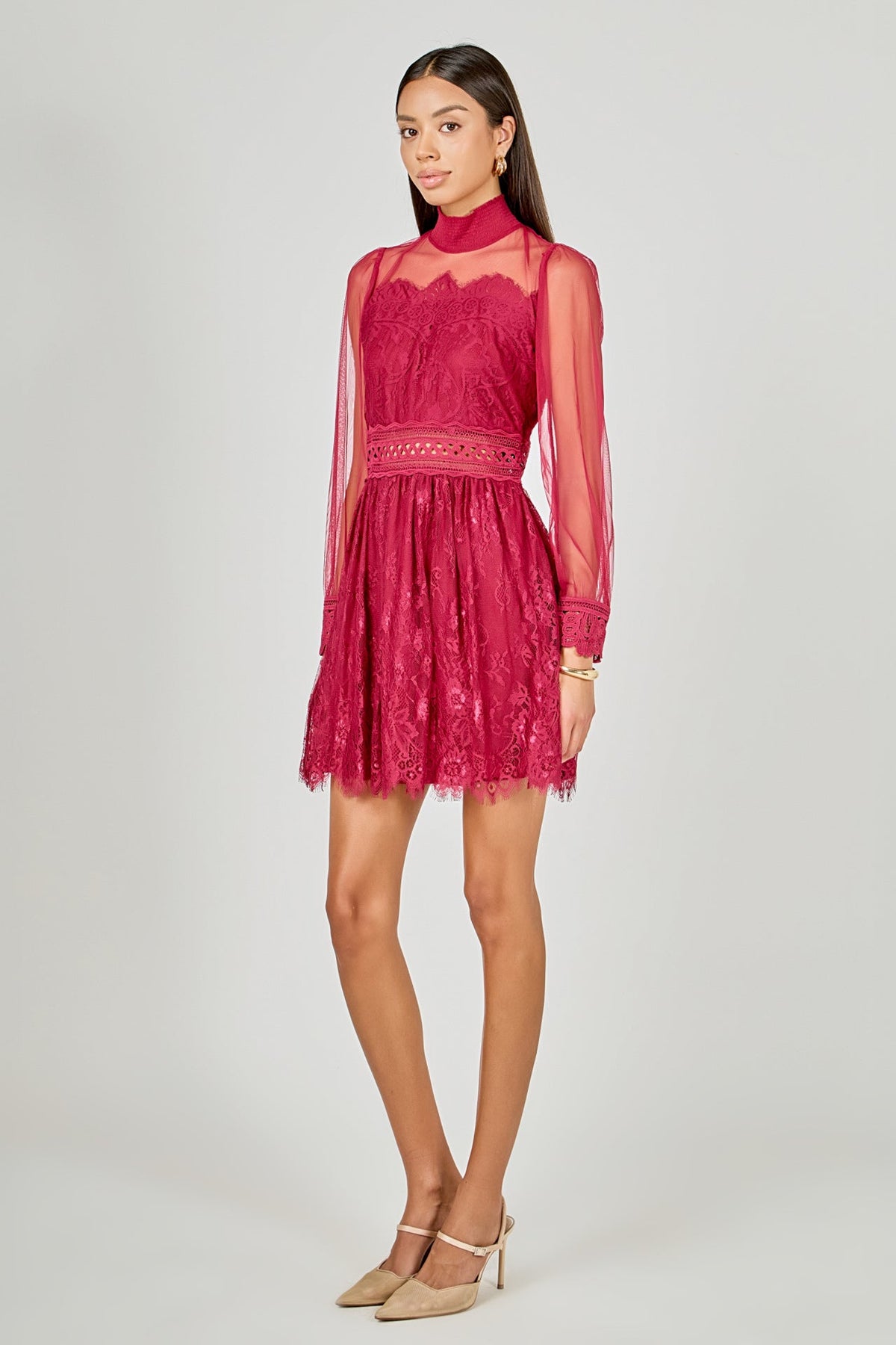 Endless Rose Trusted | Long Sleeve Lace Mini Dress