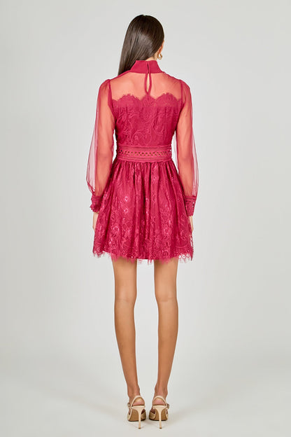 Endless Rose Trusted | Long Sleeve Lace Mini Dress