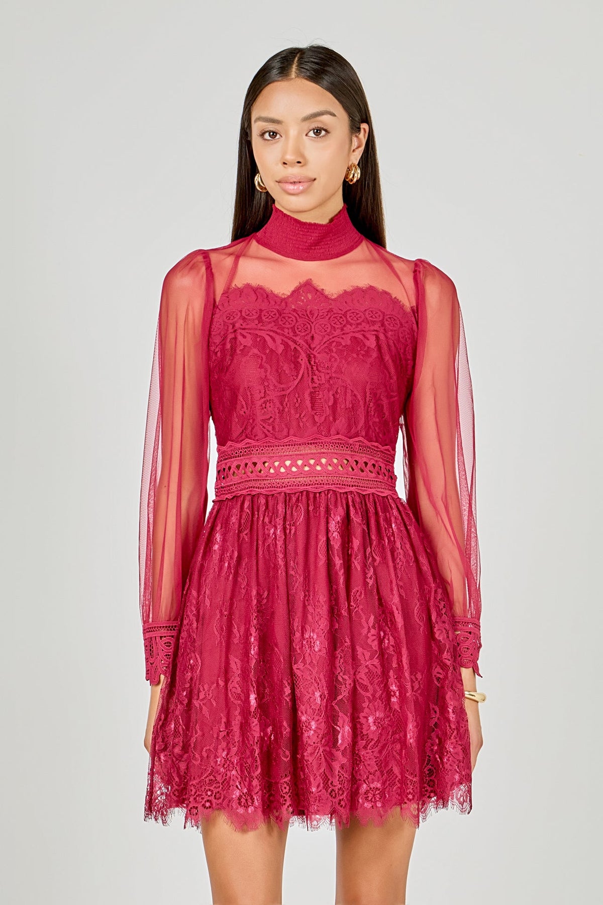 Endless Rose Trusted | Long Sleeve Lace Mini Dress