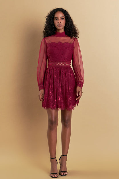 Endless Rose Trusted | Long Sleeve Lace Mini Dress