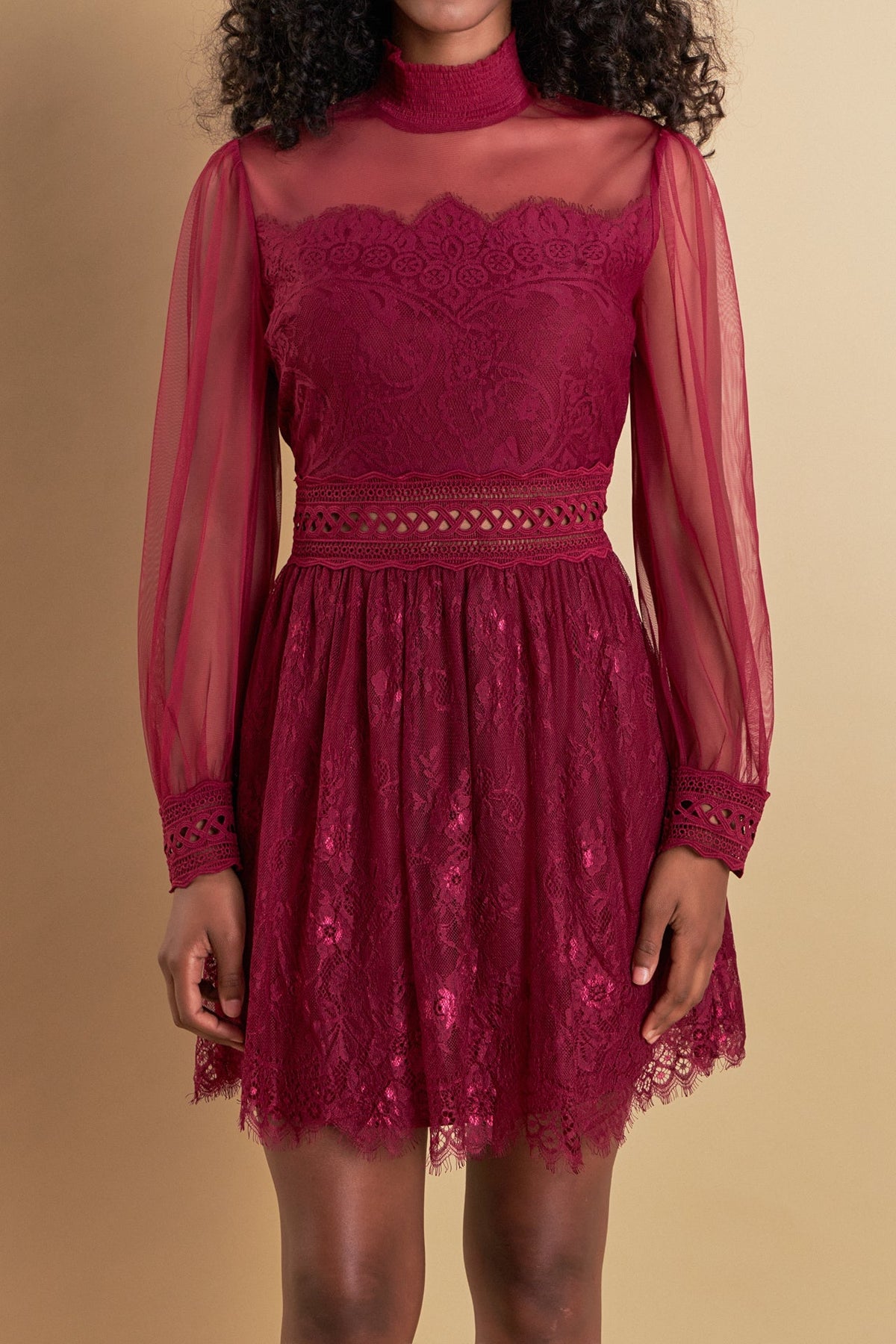 Endless Rose Trusted | Long Sleeve Lace Mini Dress