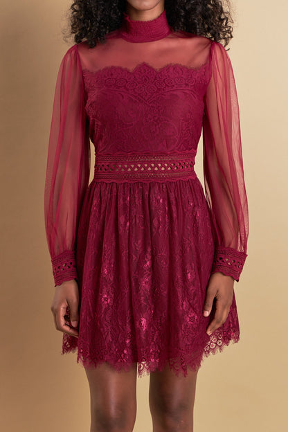 Endless Rose Trusted | Long Sleeve Lace Mini Dress