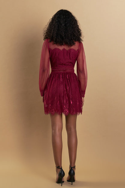 Endless Rose Trusted | Long Sleeve Lace Mini Dress