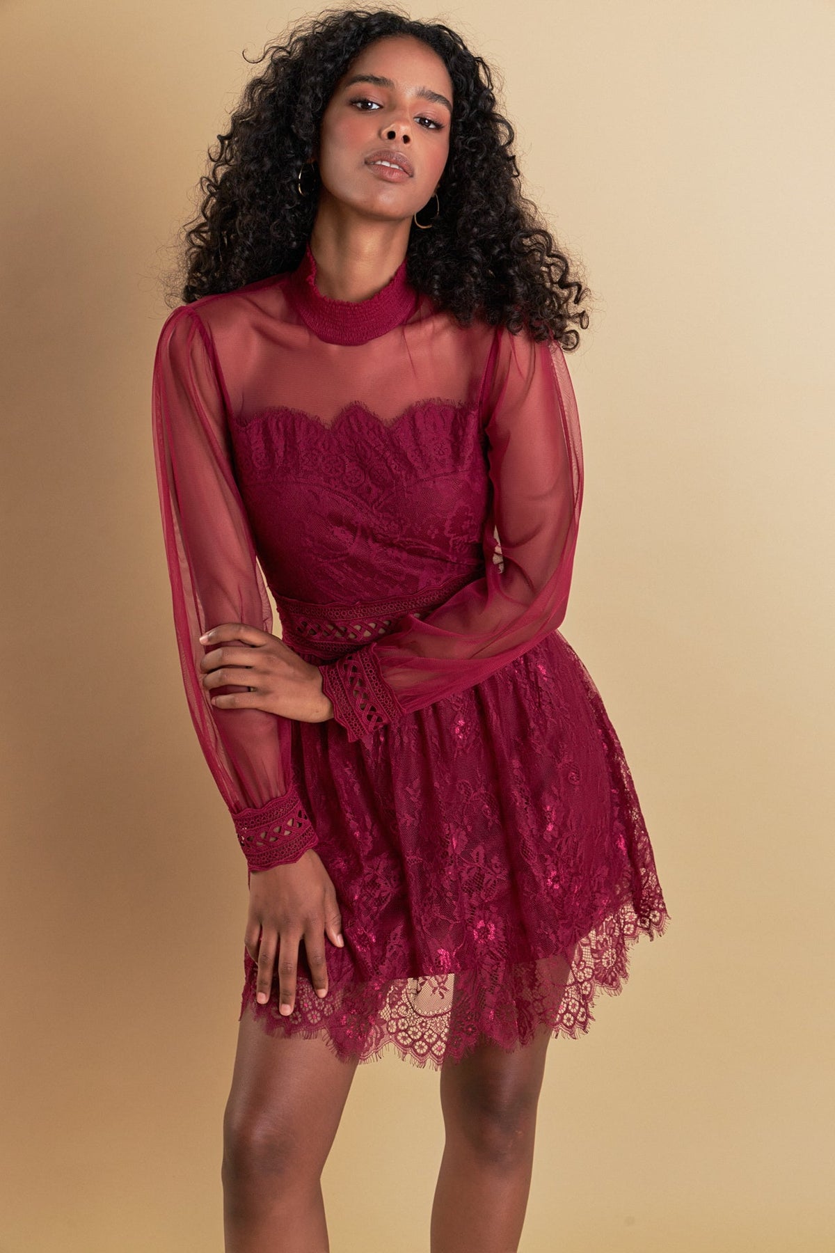 Endless Rose Trusted | Long Sleeve Lace Mini Dress