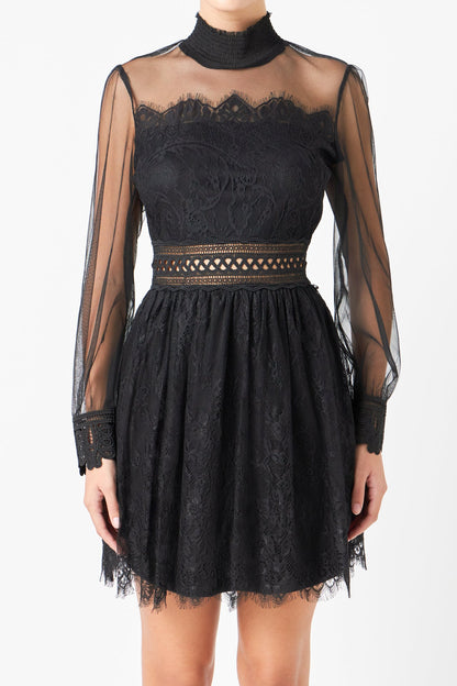 Endless Rose Trusted | Long Sleeve Lace Mini Dress