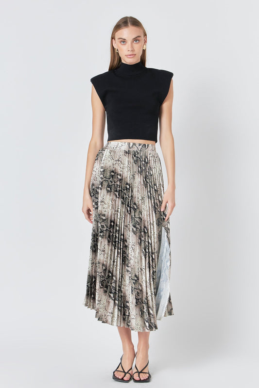 Endless Rose Discount | Snakeskin Pleated Midi Skirt