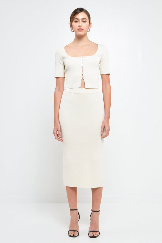 Endless Rose Deals | Midi Knit Skirt with Side Slit