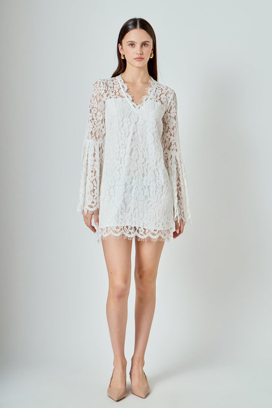 Endless Rose New | Bell Sleeve V-Neck Lace Dress