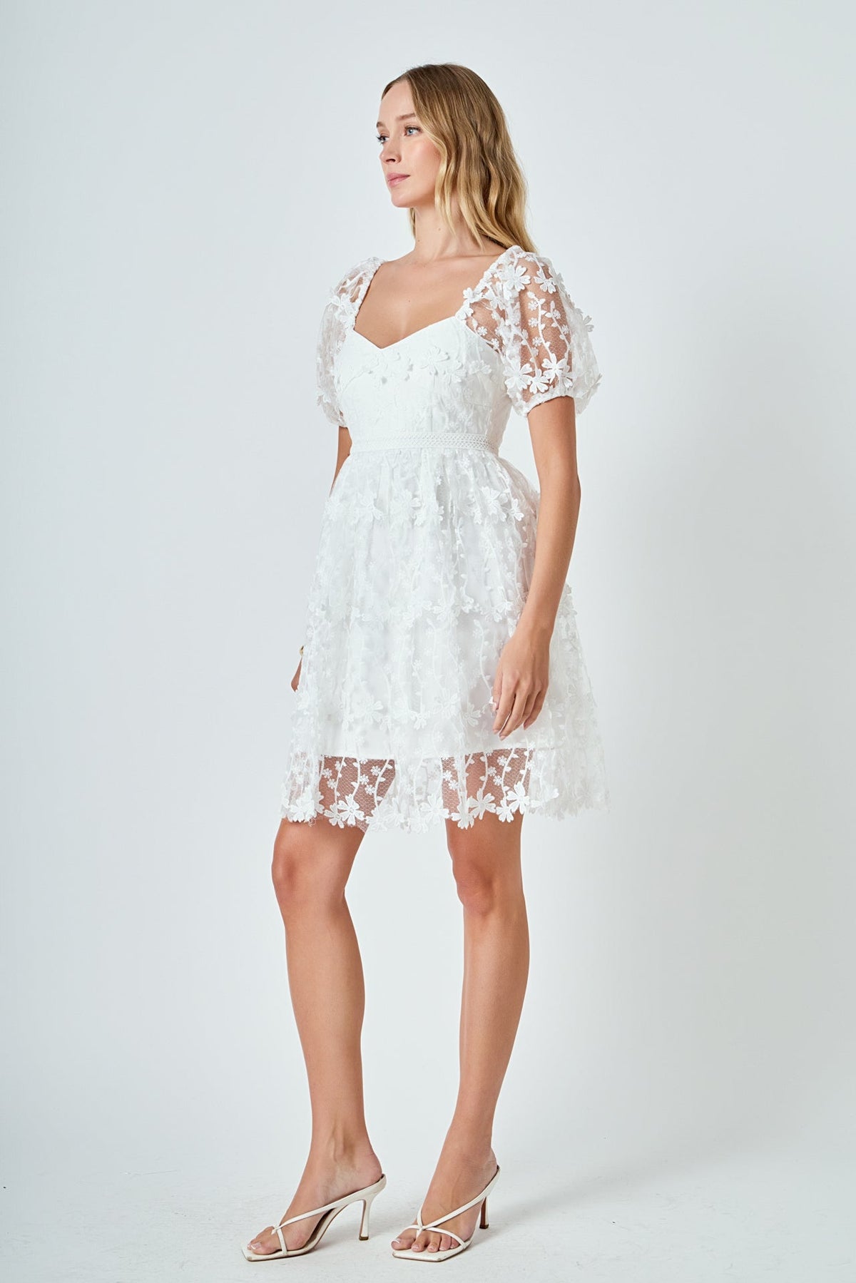 Endless Rose Quality | Crochet Lace Bustier Puff Mini Dress