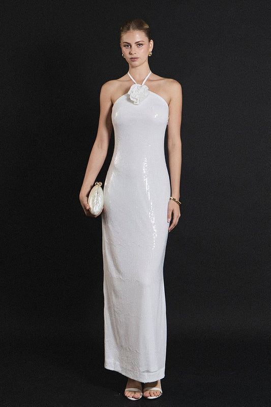 Endless Rose Best Seller | Rose Haltered Sequined Maxi Dress