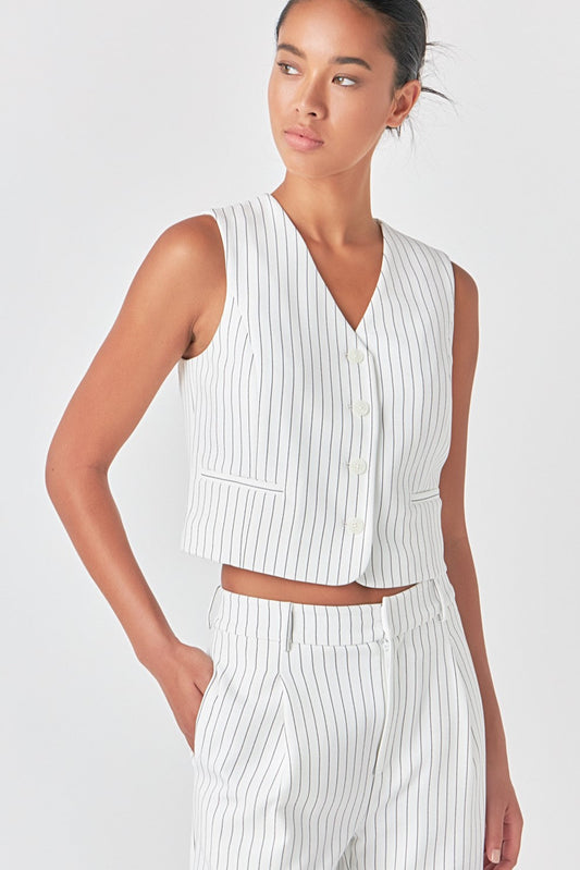 Endless Rose Best Price | Pinstriped Vest with Welted Pocket