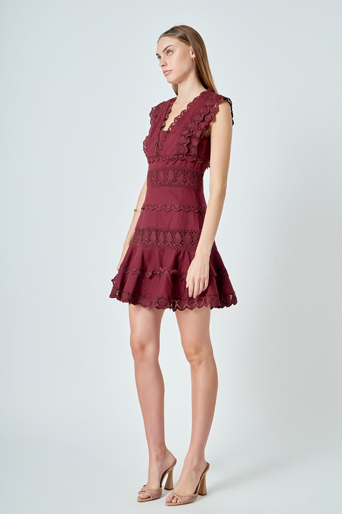 Endless Rose Top Pick | Plunging Neck Lace Trim Dress