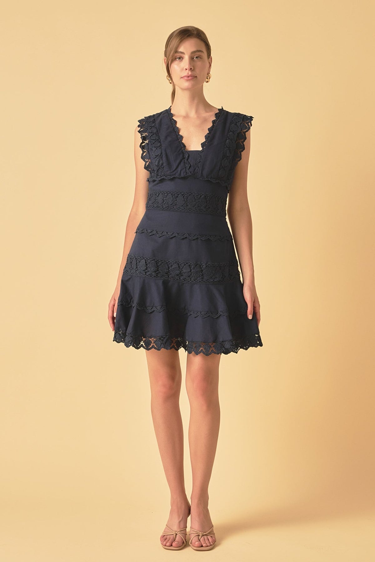Endless Rose Top Pick | Plunging Neck Lace Trim Dress