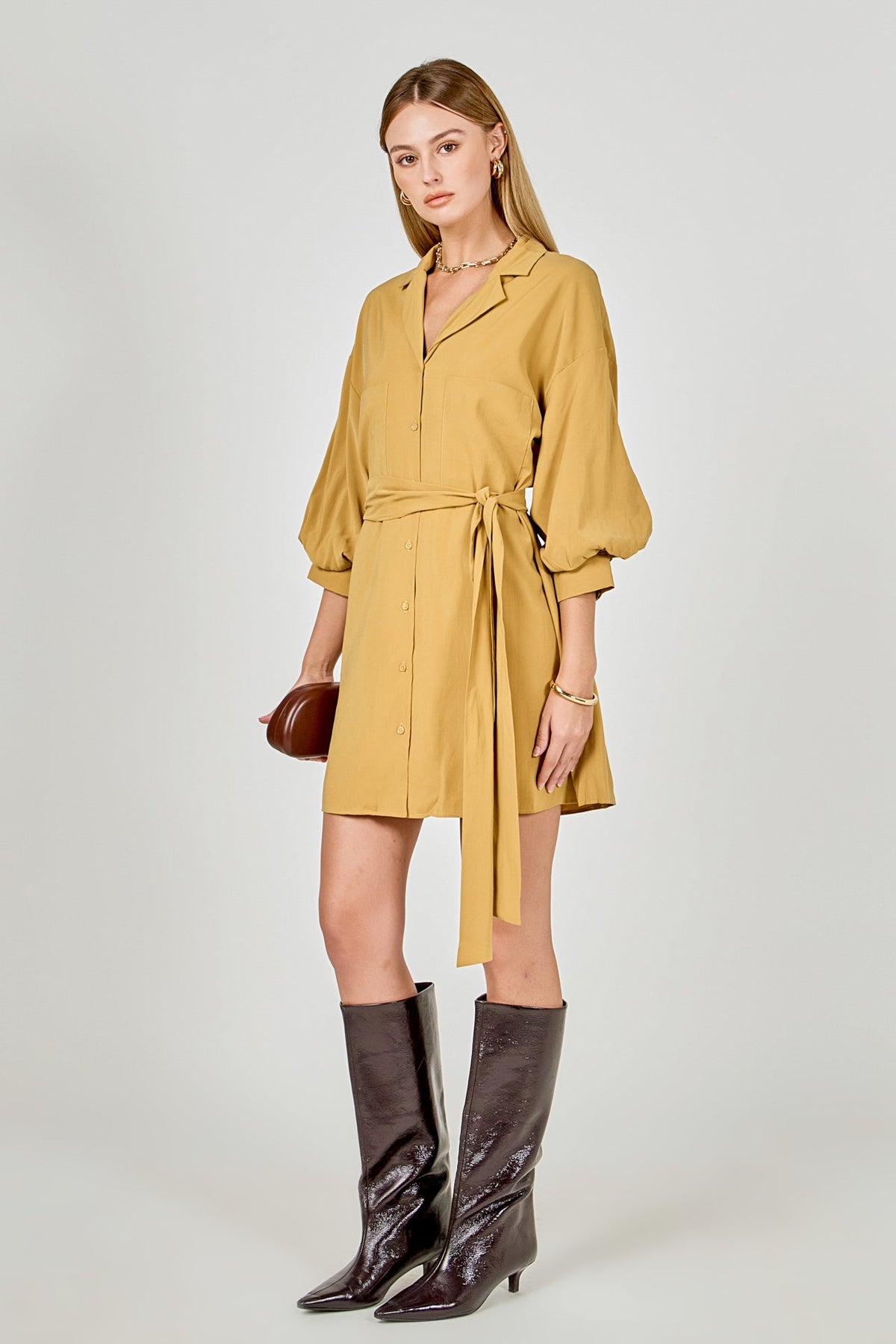 Endless Rose Discount | Belted Mini Shirt Dress