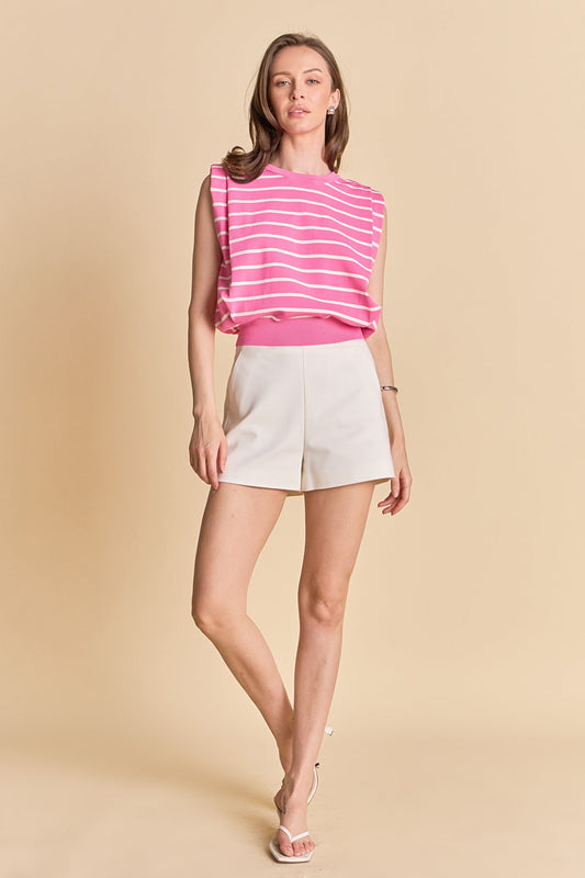 Endless Rose Best Price | Stripe Sleeveless Pleated Knit Top