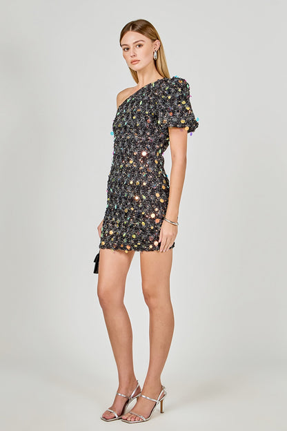 Endless Rose Recommended | Premium One-Shoulder Sequin Mini Dress
