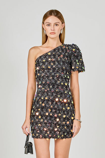Endless Rose Recommended | Premium One-Shoulder Sequin Mini Dress