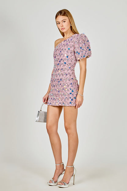 Endless Rose Recommended | Premium One-Shoulder Sequin Mini Dress